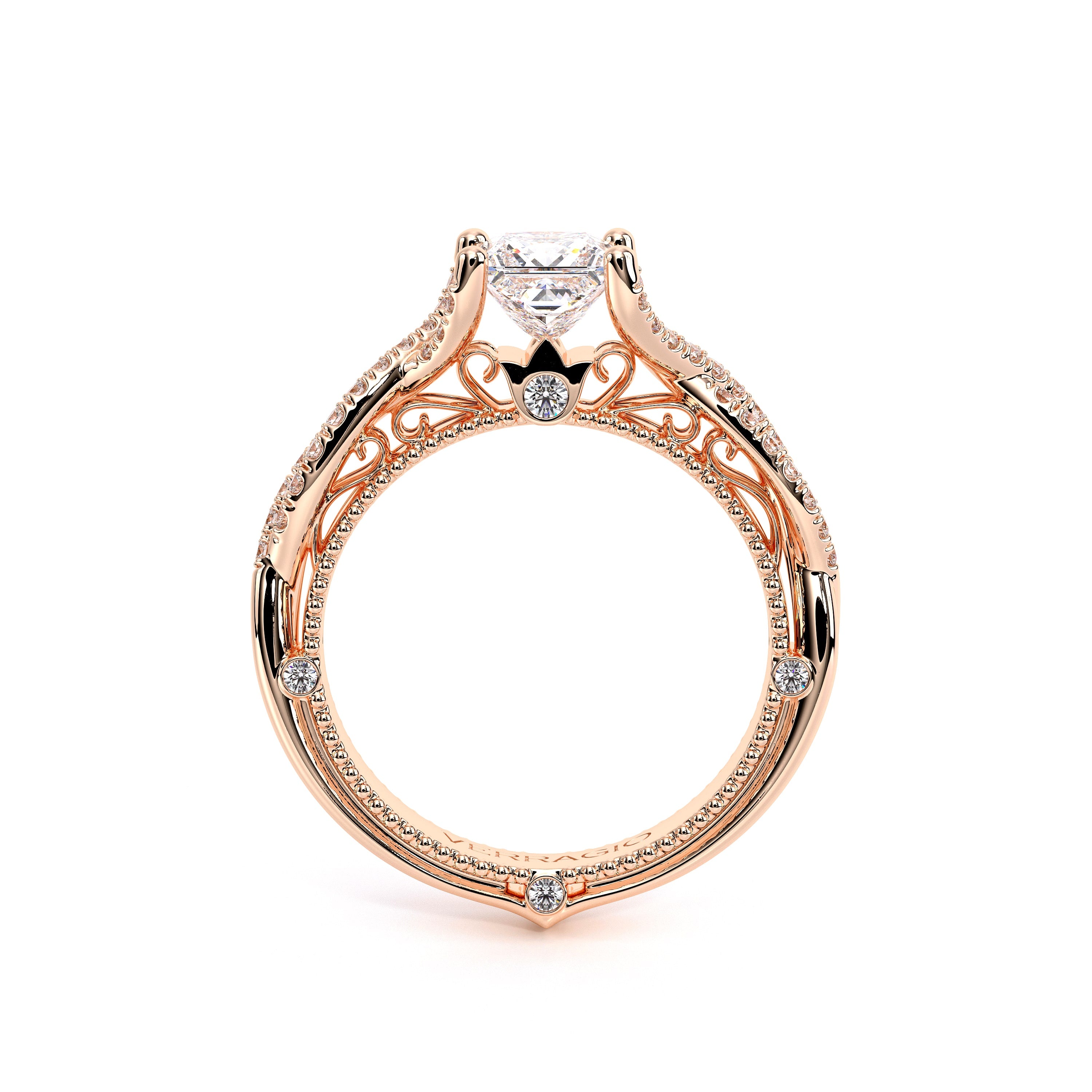 Princess Pavé 14k Rose Gold Engagement Ring - VEN-5003