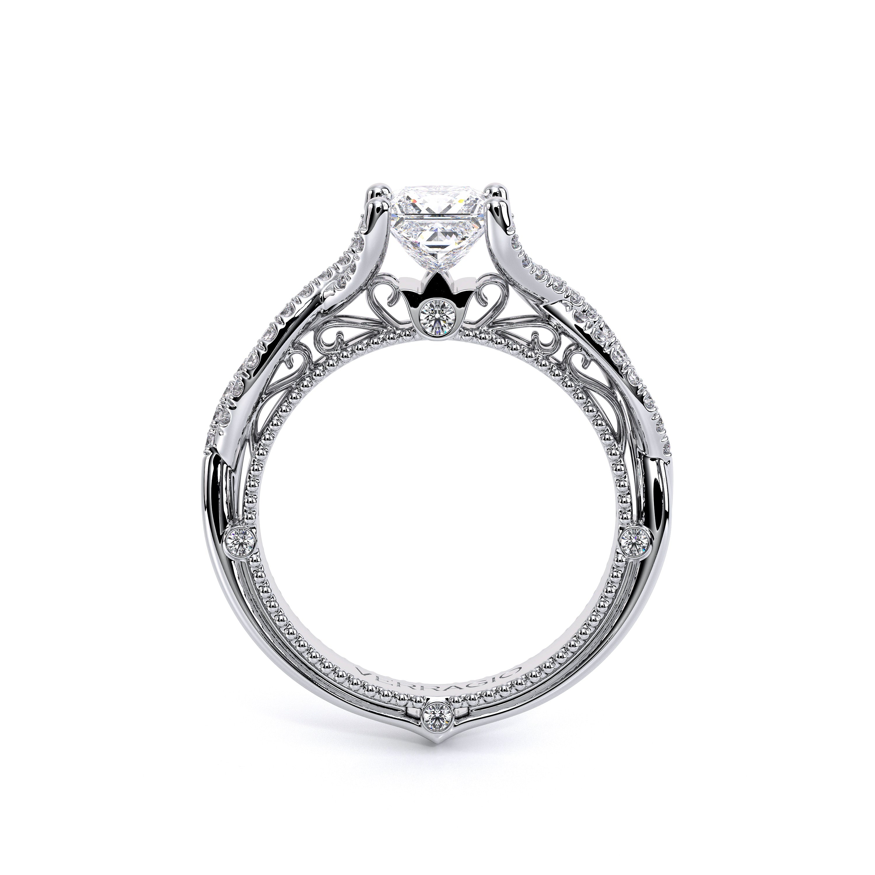 Princess Pavé 14k White Gold Engagement Ring - VEN-5003