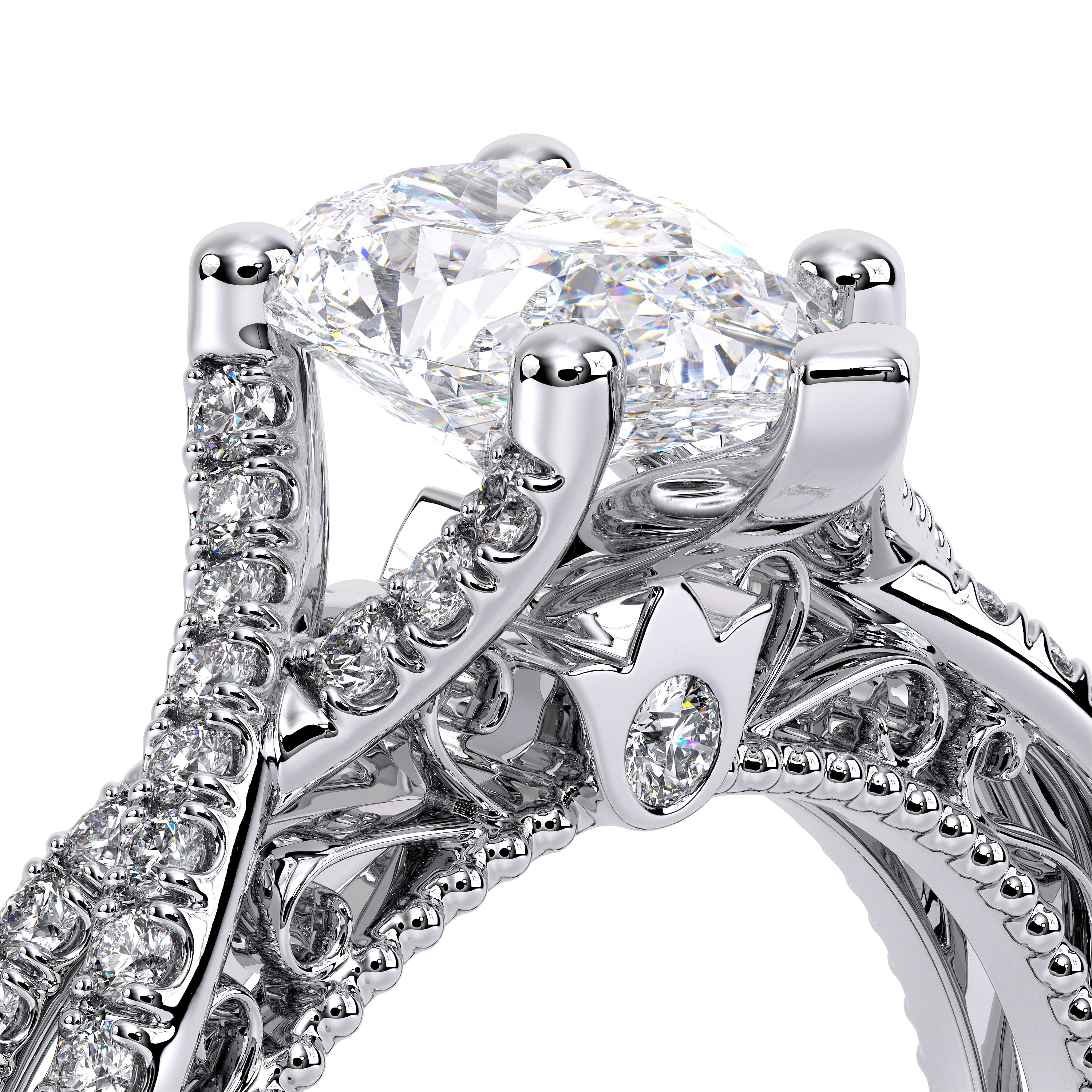 Pear Pavé Platinum Engagement Ring - VEN-5003