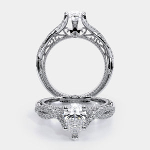 Pear Pavé 14k White Gold Engagement Ring - VEN-5003