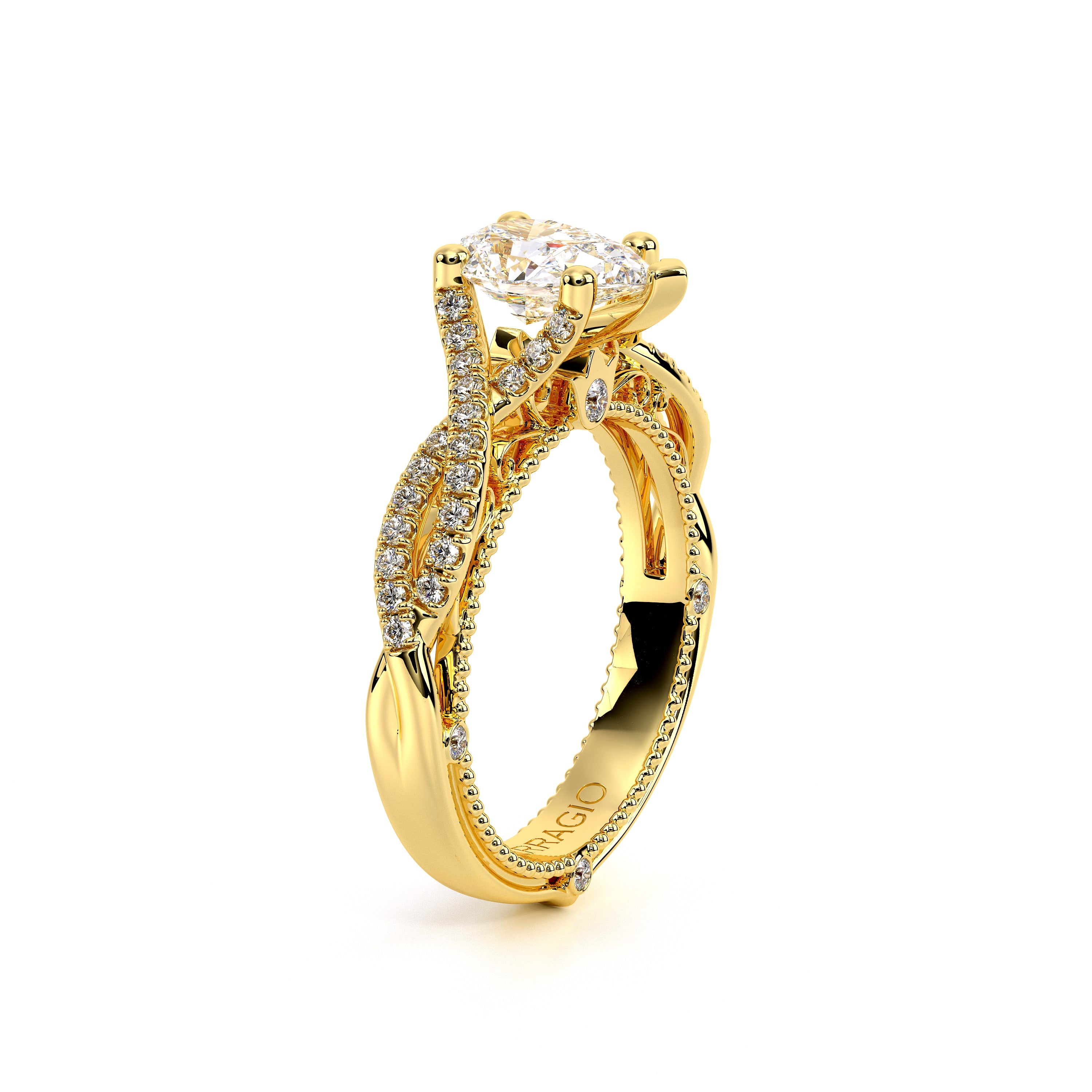 Pear Pavé 14k Yellow Gold Engagement Ring - VEN-5003