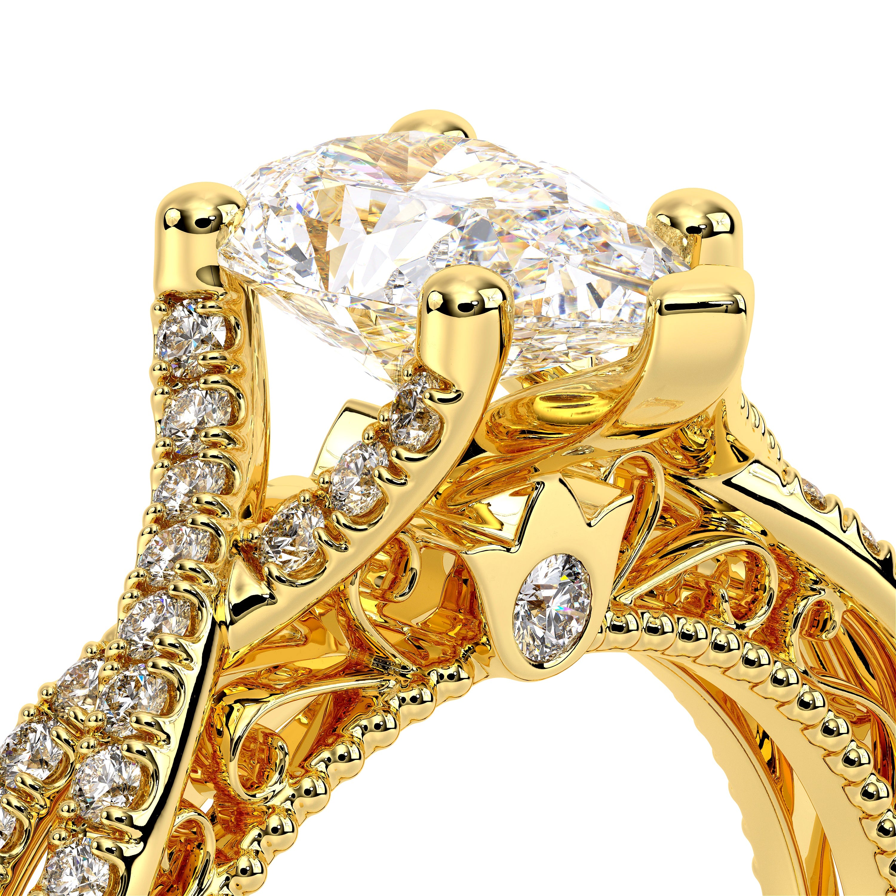 Pear Pavé 14k Yellow Gold Engagement Ring - VEN-5003