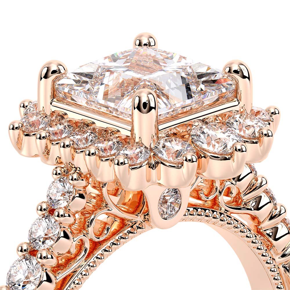 Princess Halo 18k Rose Gold Engagement Ring - VEN-5084