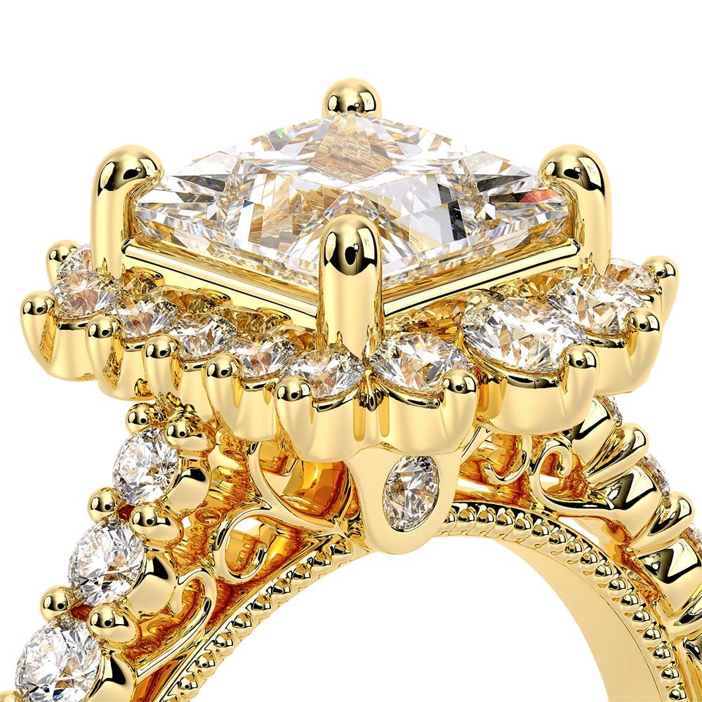 Princess Halo 18k Yellow Gold Engagement Ring - VEN-5084