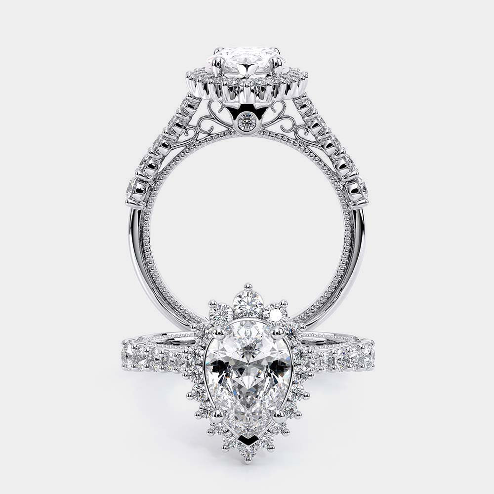 Pear Halo Platinum Engagement Ring - VEN-5084