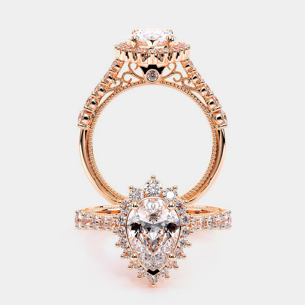 Pear Halo 18k Rose Gold Engagement Ring - VEN-5084