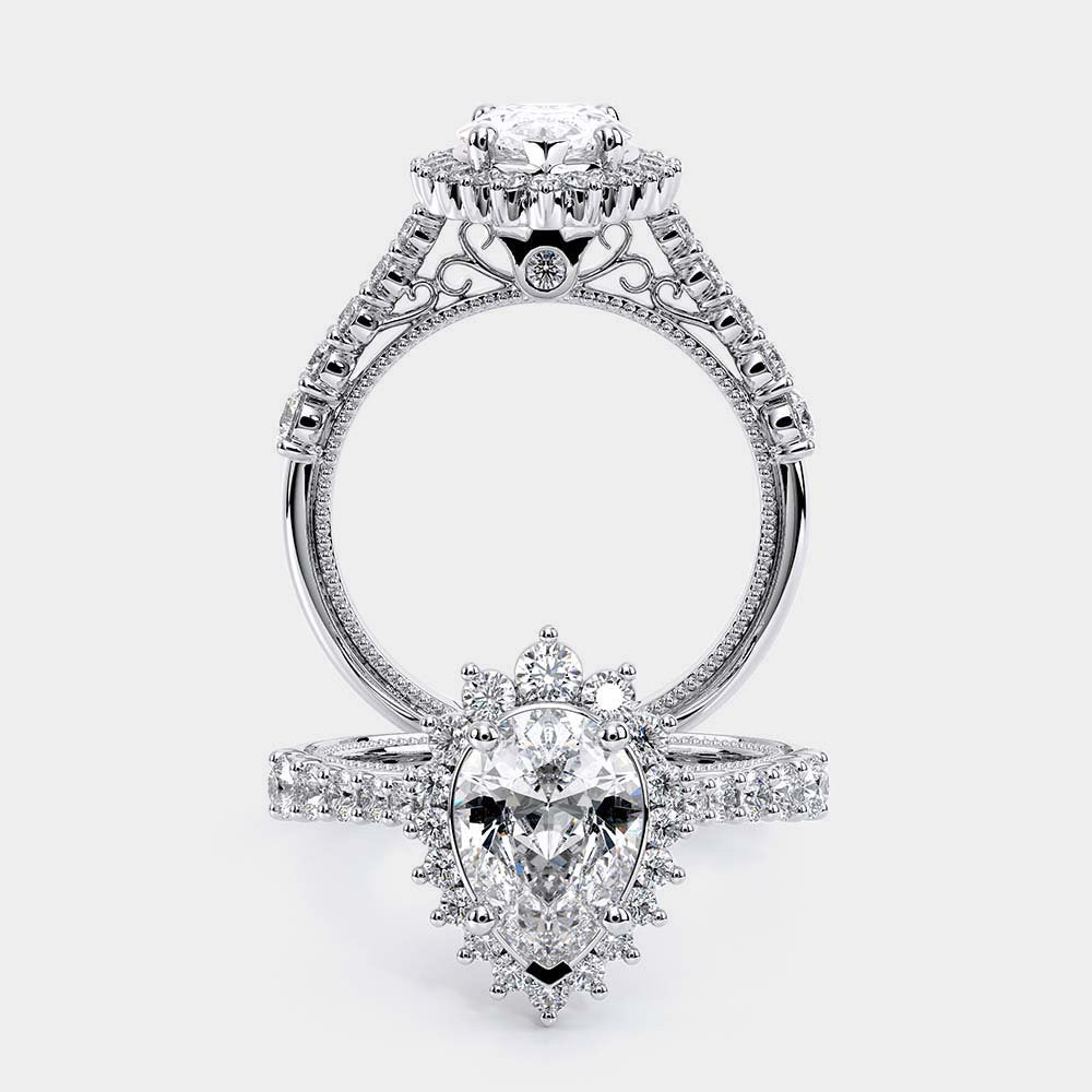 Pear Halo 14k White Gold Engagement Ring - VEN-5084