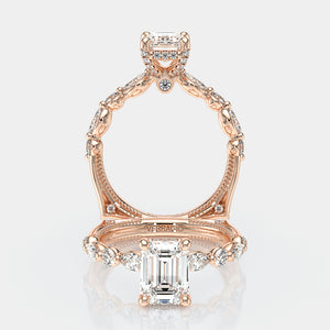 Emerald Side Stone 14k Rose Gold Engagement Ring - VNG-2202
