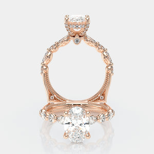 Oval Side Stone 14k Rose Gold Engagement Ring - VNG-2202