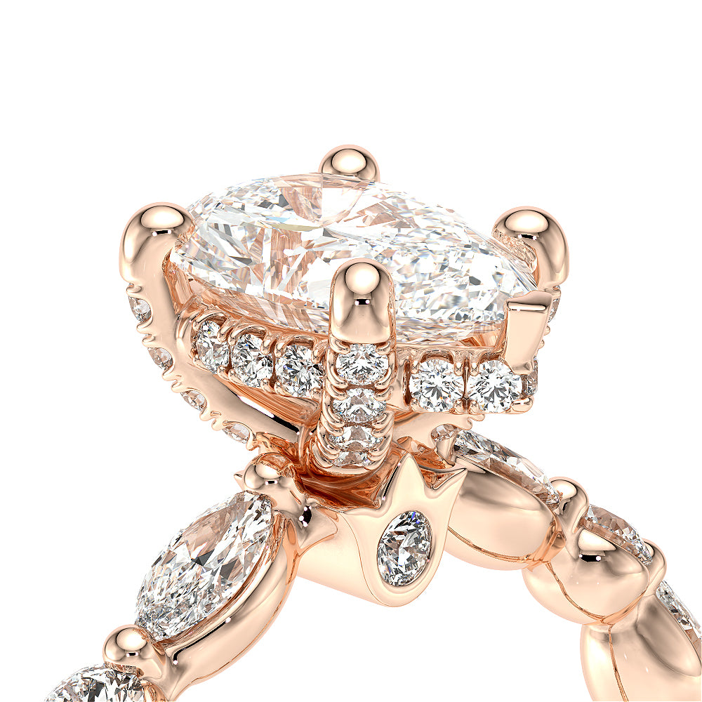 Pear Side Stone 18k Rose Gold Engagement Ring - VNG-2202