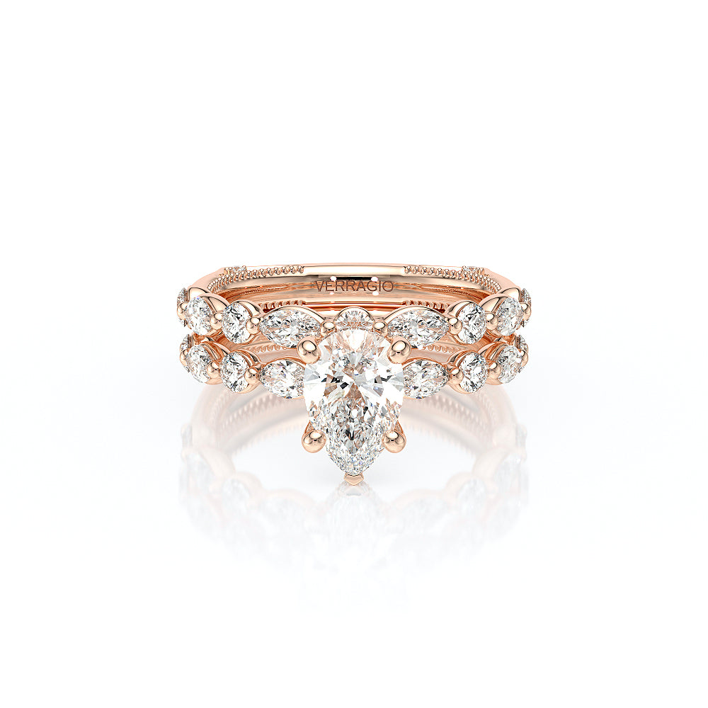 Pear Side Stone 18k Rose Gold Engagement Ring - VNG-2202