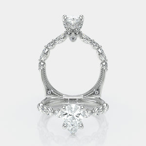 Pear Side Stone 18k White Gold Engagement Ring - VNG-2202