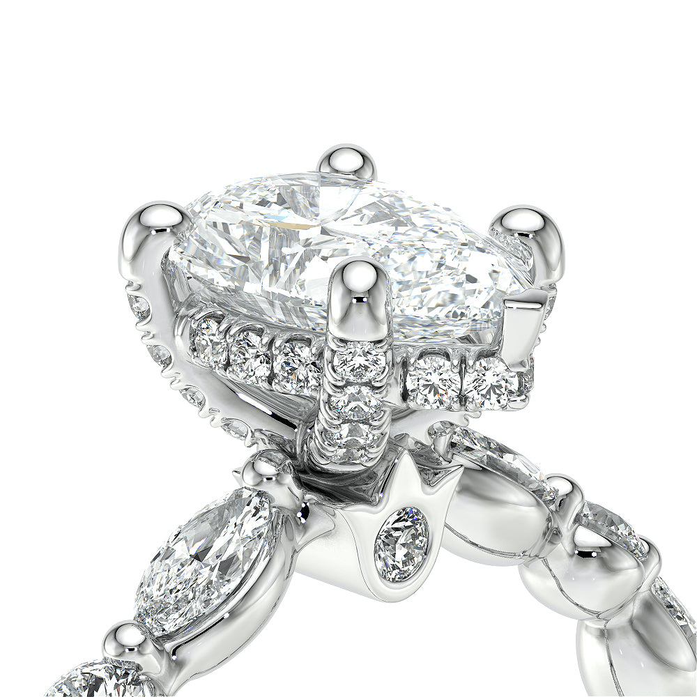 Pear Side Stone 18k White Gold Engagement Ring - VNG-2202