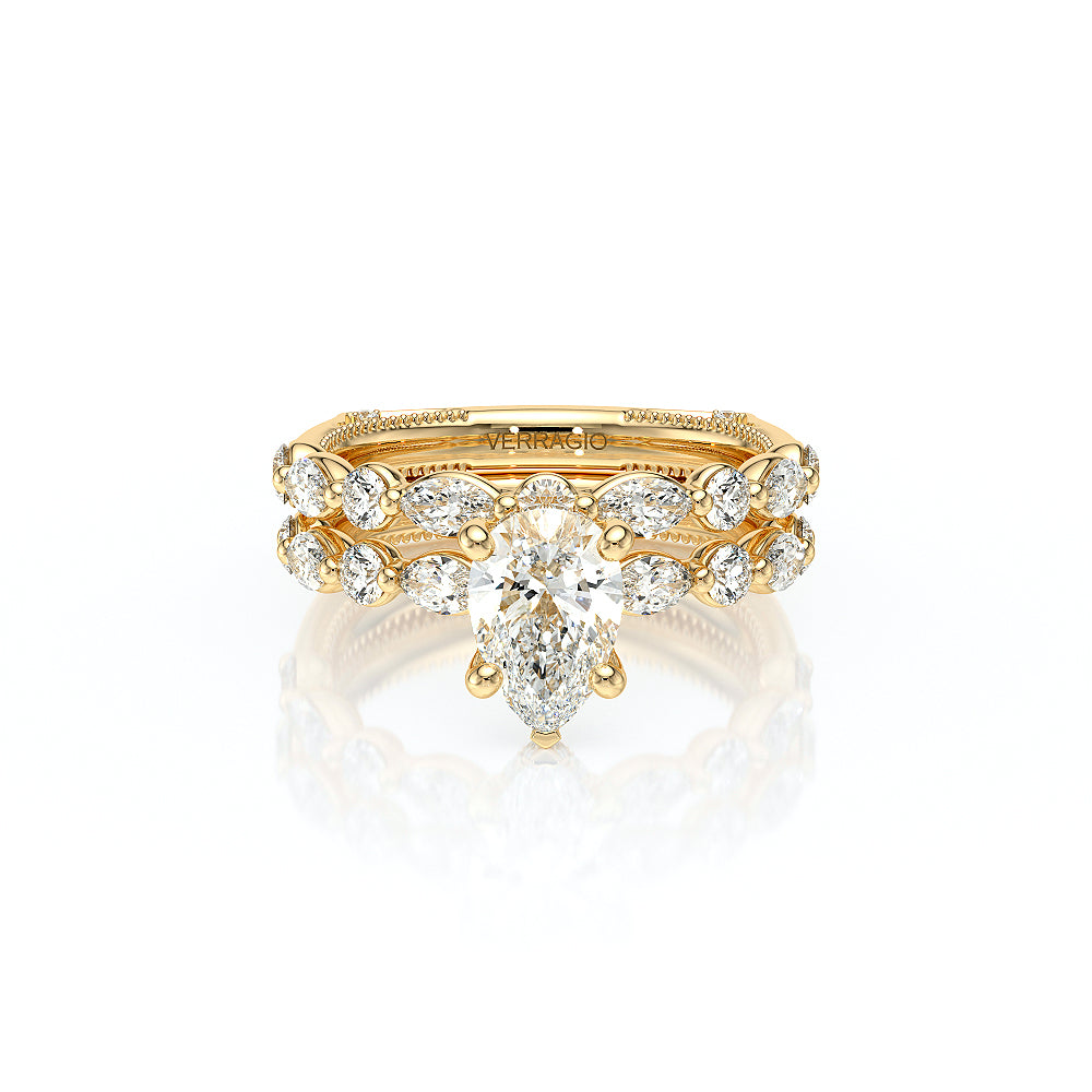 Pear Side Stone 14k Yellow Gold Engagement Ring - VNG-2202