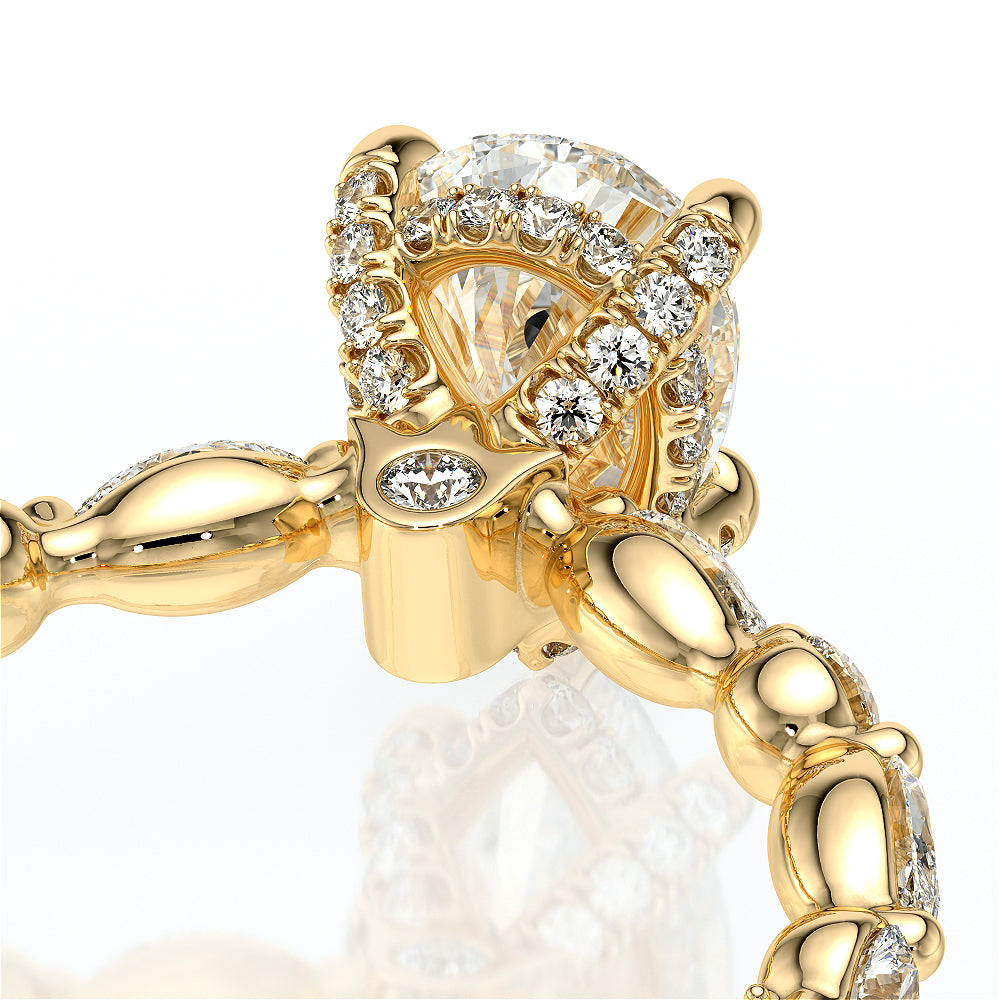 Pear Side Stone 14k Yellow Gold Engagement Ring - VNG-2202
