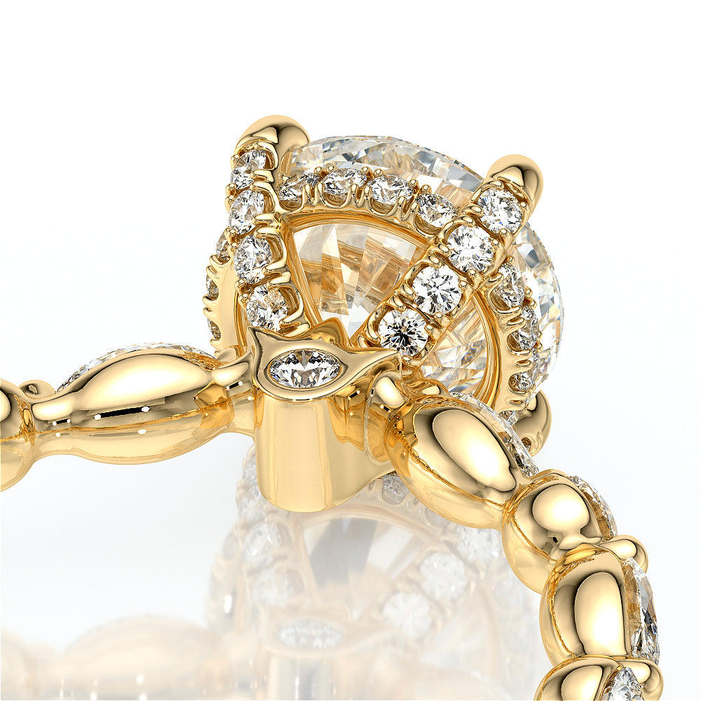 Round Side Stone 14k Yellow Gold Engagement Ring - VNG-2202