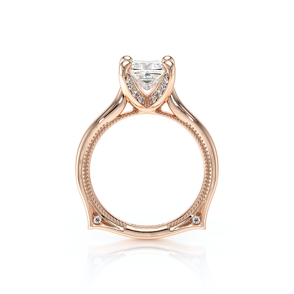 Princess Solitaire 14K Rose Gold Engagement Ring - VNG-2207