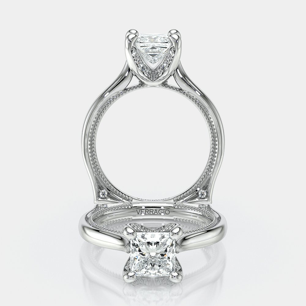 Princess Solitaire 14K White Gold Engagement Ring - VNG-2207