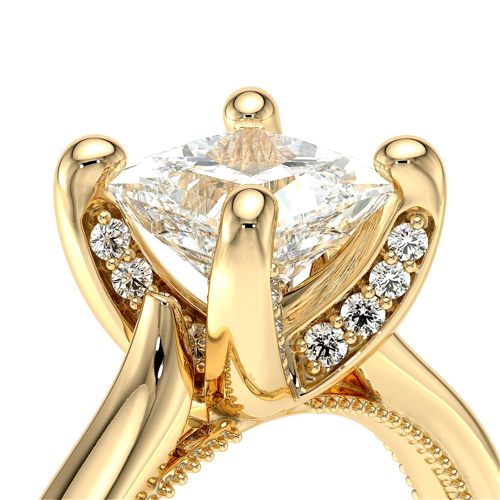 Princess Solitaire 14K Yellow Gold Engagement Ring - VNG-2207