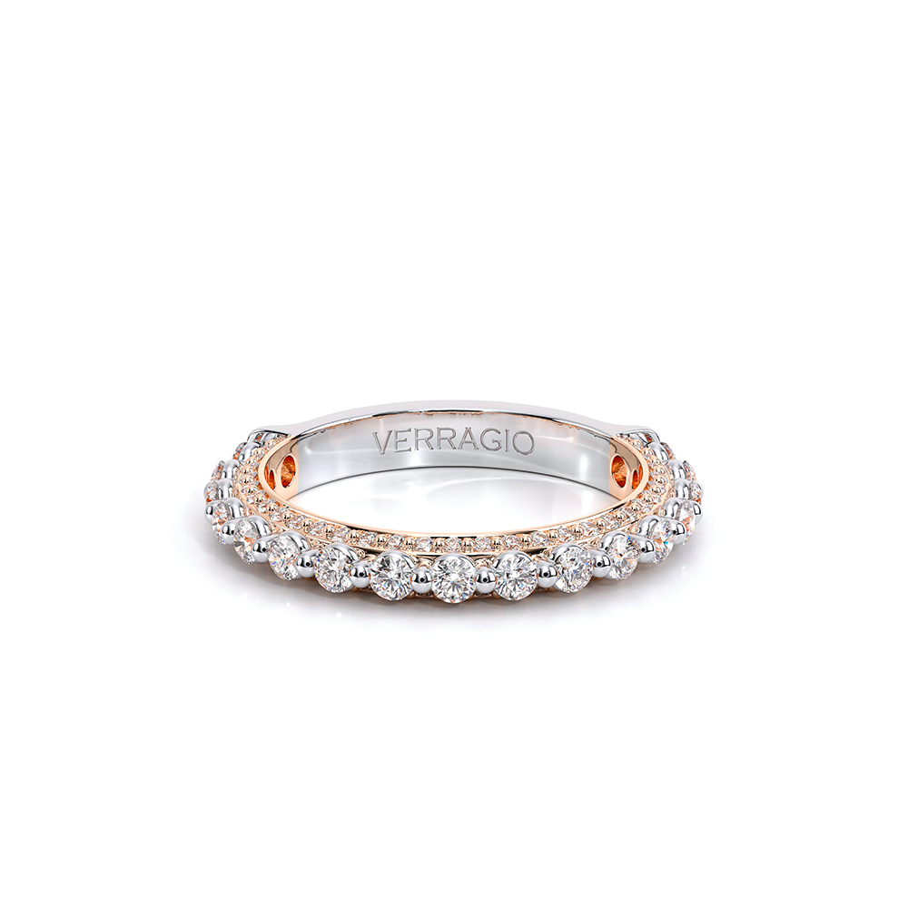 Modern Diamond Wedding Ring 18k White/Rose Gold - CTR-0488