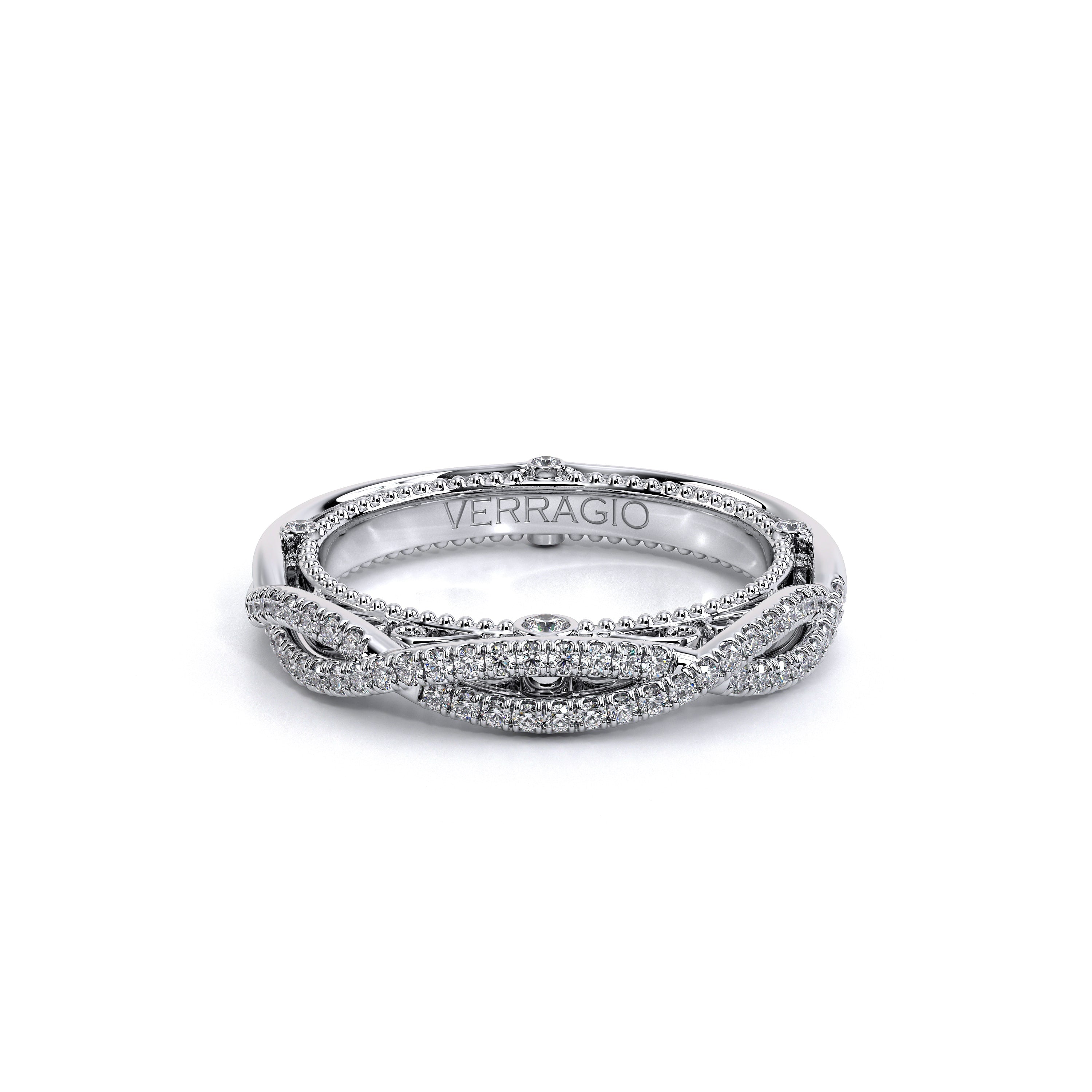 Vintage Twist Diamond Wedding Ring 18k White Gold - VEN-5003