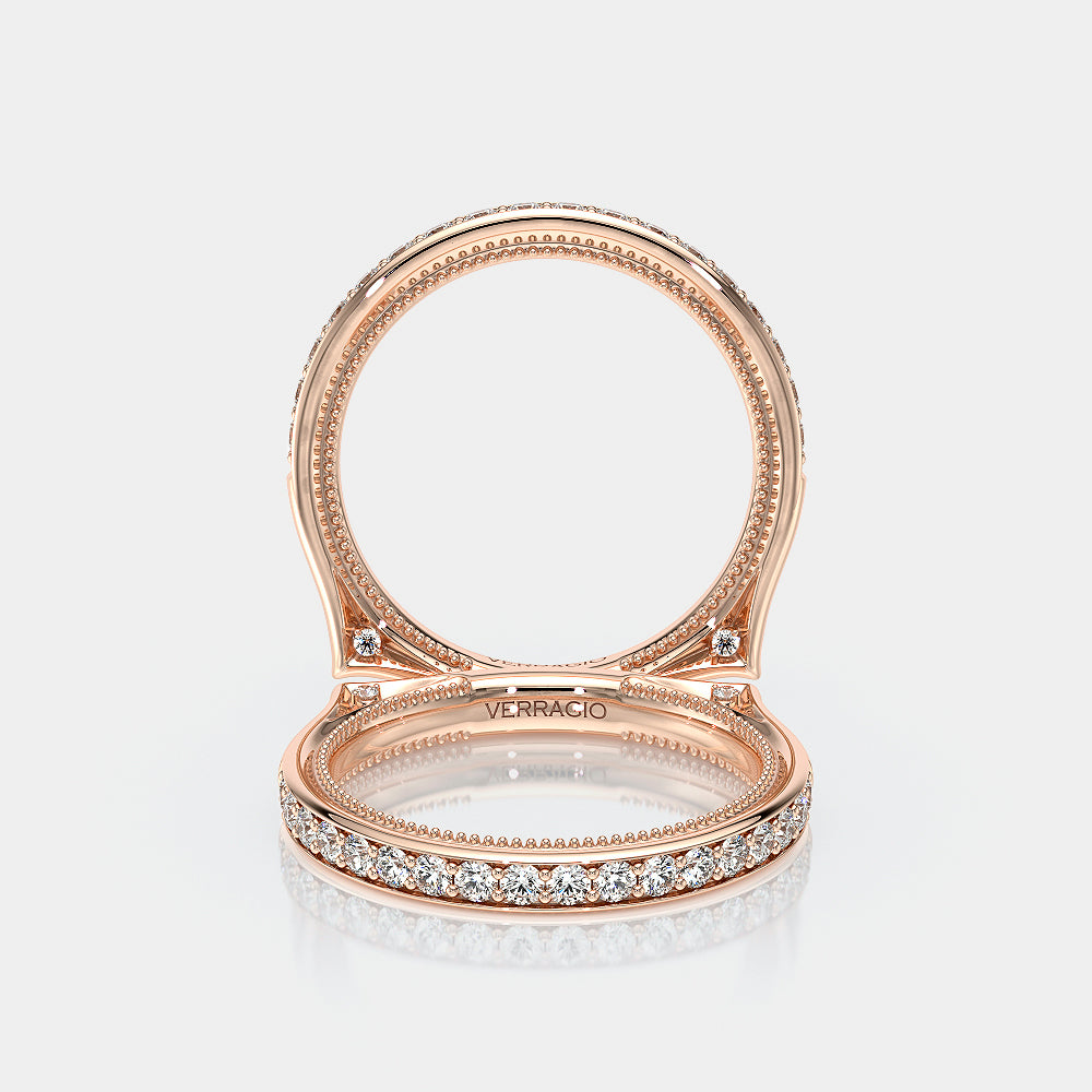 Channel Set Diamond Wedding Ring 18k Rose Gold - VNG-2207