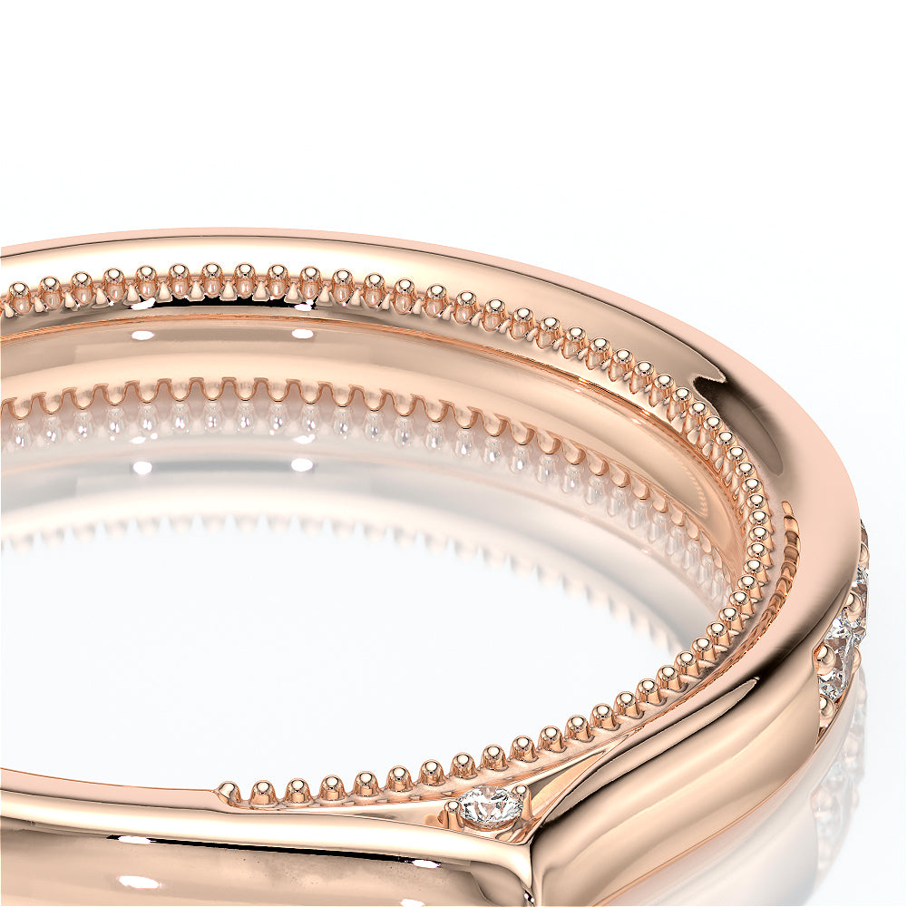 Channel Set Diamond Wedding Ring 18k Rose Gold - VNG-2207