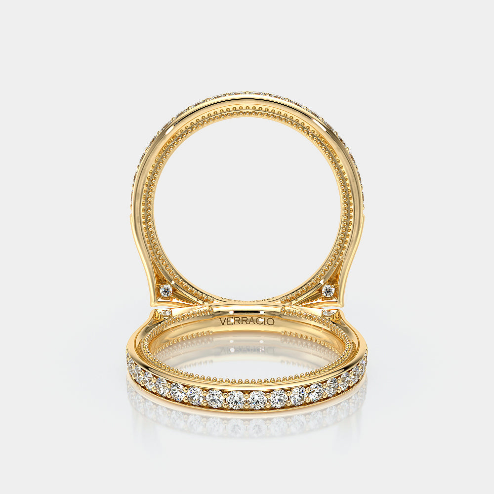 Channel Set Diamond Wedding Ring 18k Yellow Gold - VNG-2207