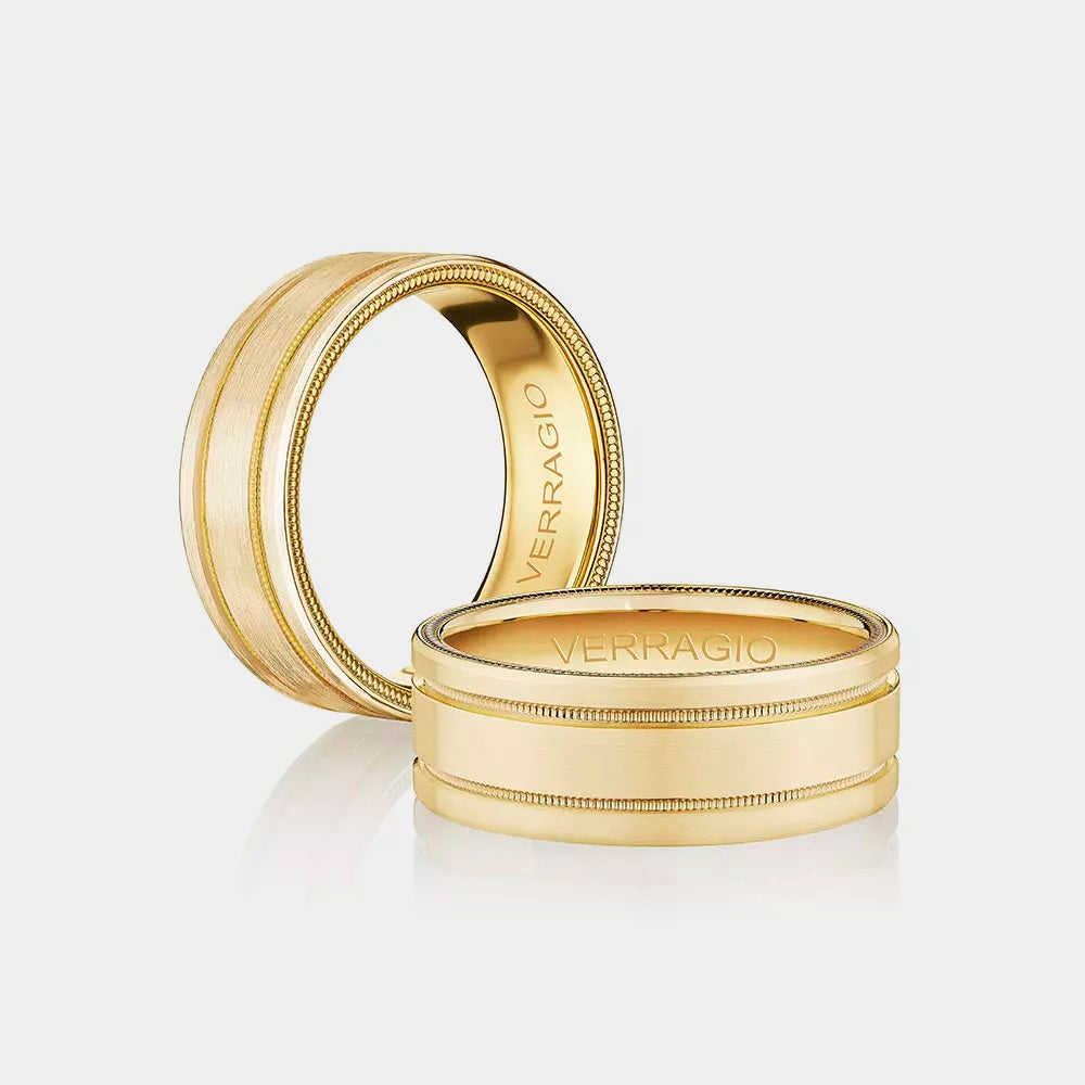Classic Grooved Wedding Ring 14k Yellow Gold - VW-8107