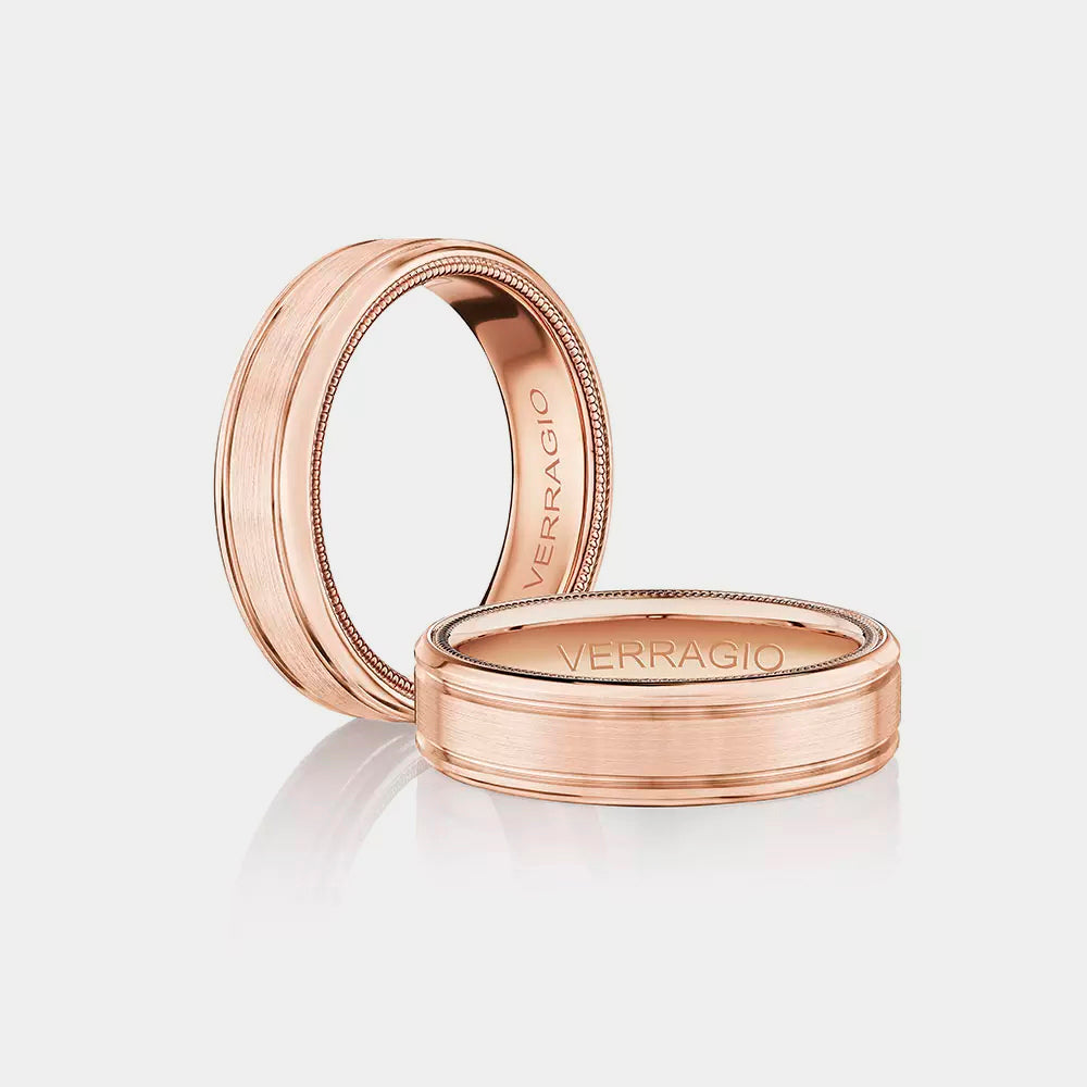 Modern Grooved Wedding Ring 14k Rose Gold - VWB-6028