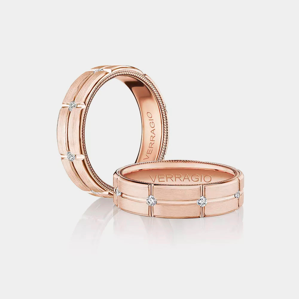 Modern Diamond Accent Wedding ring 18k Rose Gold - VWD-6927
