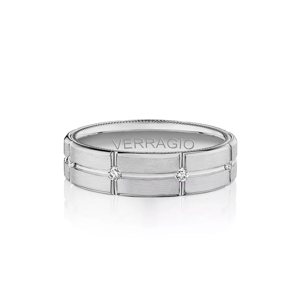 Modern Diamond Accent Wedding ring 14k White Gold - VWD-6927