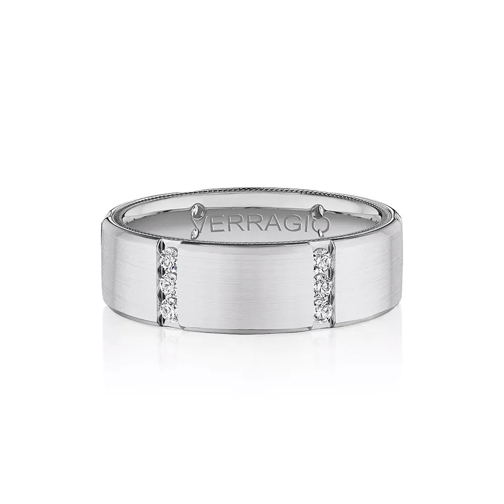 Modern Diamond Accent Wedding Ring 14k White Gold - VWD-7916