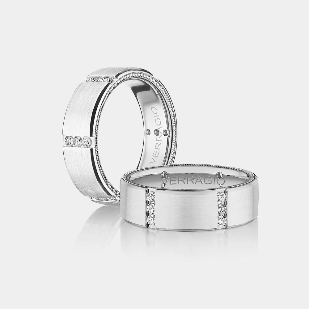 Modern Diamond Accent Wedding Ring 14k White Gold - VWD-7916