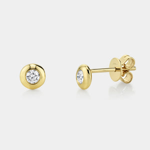 Bailey Yellow Gold Bezel Set Diamond Stud Earrings