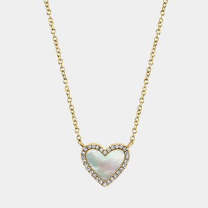 Kate Yellow Gold Diamond and Mother of Pearl Heart Necklace