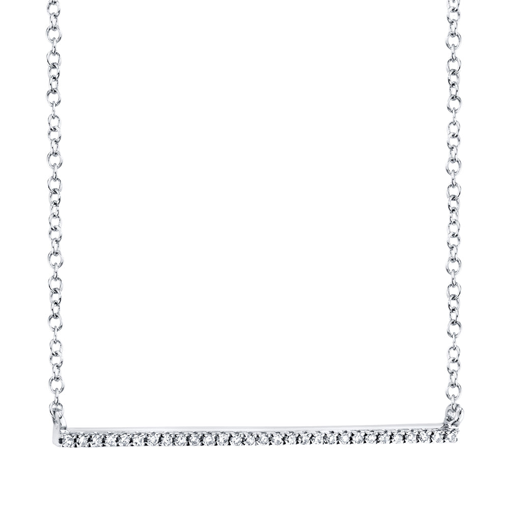 Diamond bar necklace on a white background