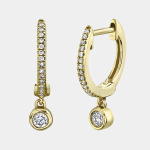 Kate Yellow Gold Diamond Bezel Huggie Earrings