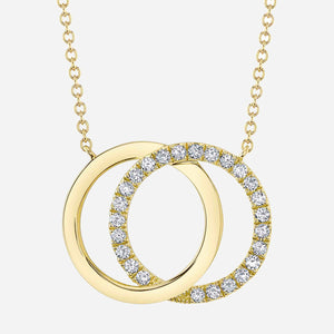 Kate Yellow Gold Diamond Love Knot Circle Necklace