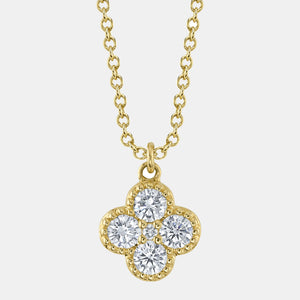 Kate Yellow Gold Diamond Clover Necklace
