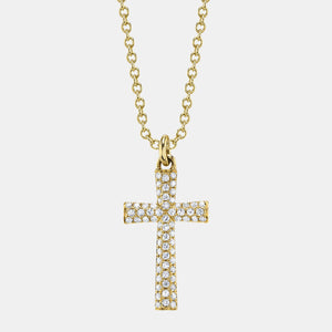 Kate Yellow Gold Diamond Pavé Cross Necklace