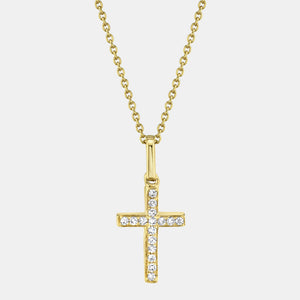 Kate Yellow Gold Bezel Diamond Cross Necklace