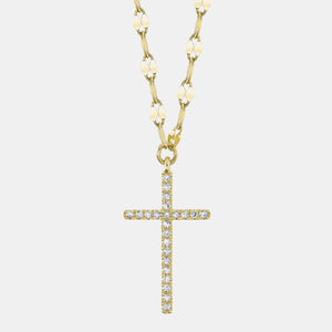Kate Yellow Gold Diamond Cross with Sparkle Chain Necklace