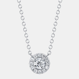 Stella White Gold Diamond Halo Necklace