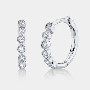 Kate White Gold Bezel Set Diamond Huggie Earrings