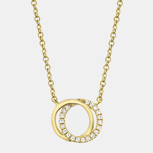 Kate Yellow Gold Petite Diamond Love Knot Circle Necklace