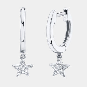 Kate White Gold Diamond Star Huggie Earrings