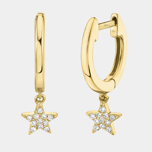 Kate Yellow Gold Diamond Star Huggie Earrings