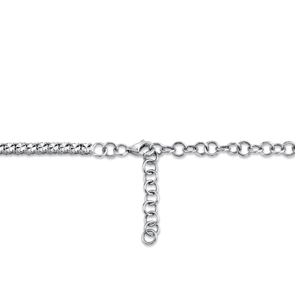 White gold diamond tennis necklace clasp view