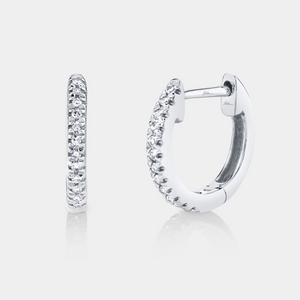 Kate White Gold Pave Diamond Huggie Earrings